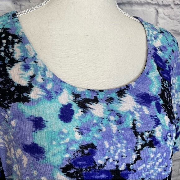 Tanjay Petite Short Sleeve Abstract Multi Color Top Size Medium Petite - Picture 5 of 11